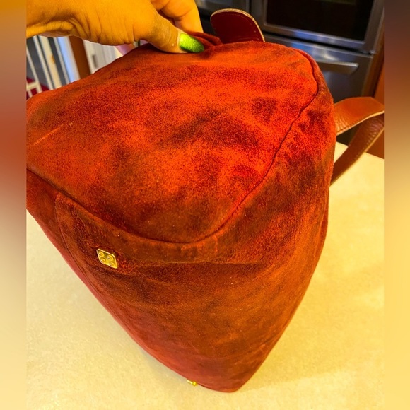 LOEWE Reddish-Auburn Suede Anagram Handbag, GUC - Picture 13 of 16